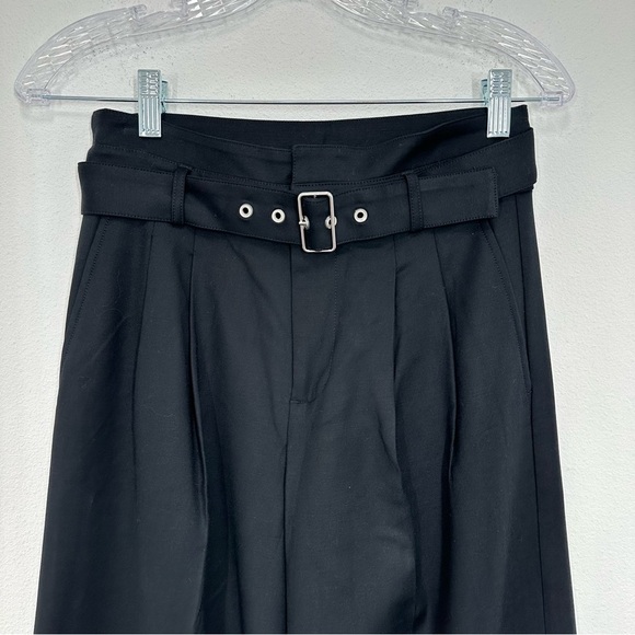 J. Crew Women's Size 0P Belted Wide Leg Trouser Black Pants Classic Work Career - Picture 4 of 9